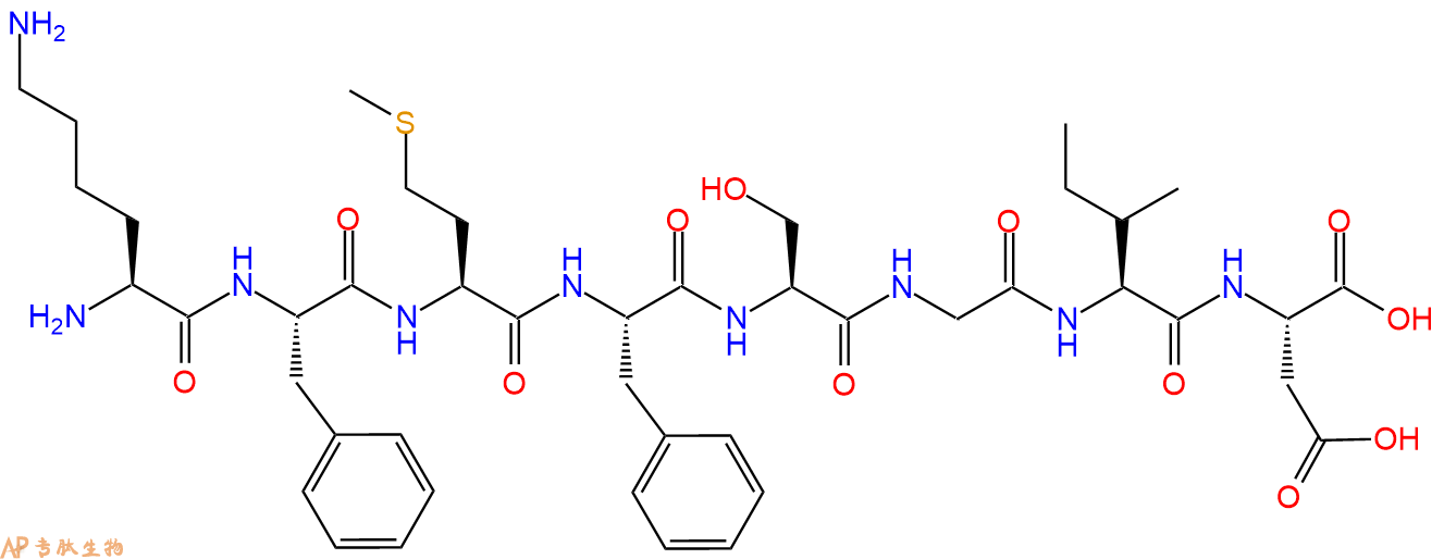 多肽KFMFSGID的參數(shù)和合成路線|三字母為Lys-Phe-Met-Phe-Ser-Gly-Ile