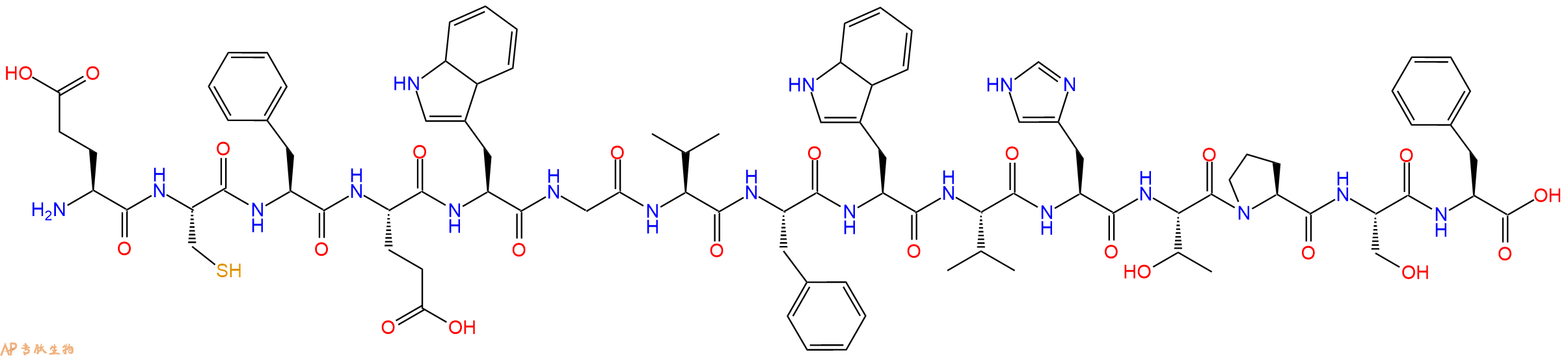 多肽ECFEWGVFWVHTPSF的參數(shù)和合成路線|三字母為Glu-Cys-Phe-Glu-Trp-