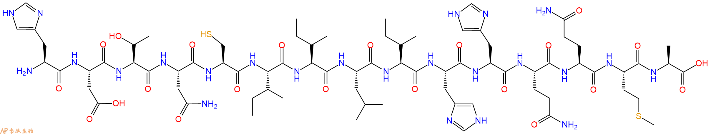 多肽HDTNCIILIHHQQMA的參數(shù)和合成路線|三字母為His-Asp-Thr-Asn-Cys-