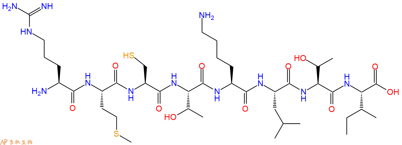 多肽RMCTKLTI的參數(shù)和合成路線|三字母為Arg-Met-Cys-Thr-Lys-Leu-Thr