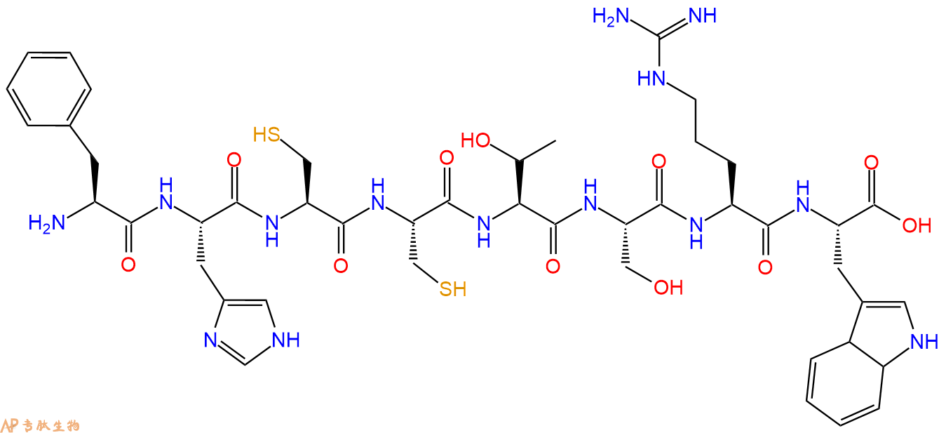 多肽FHCCTSRW的參數(shù)和合成路線|三字母為Phe-His-Cys-Cys-Thr-Ser-Arg