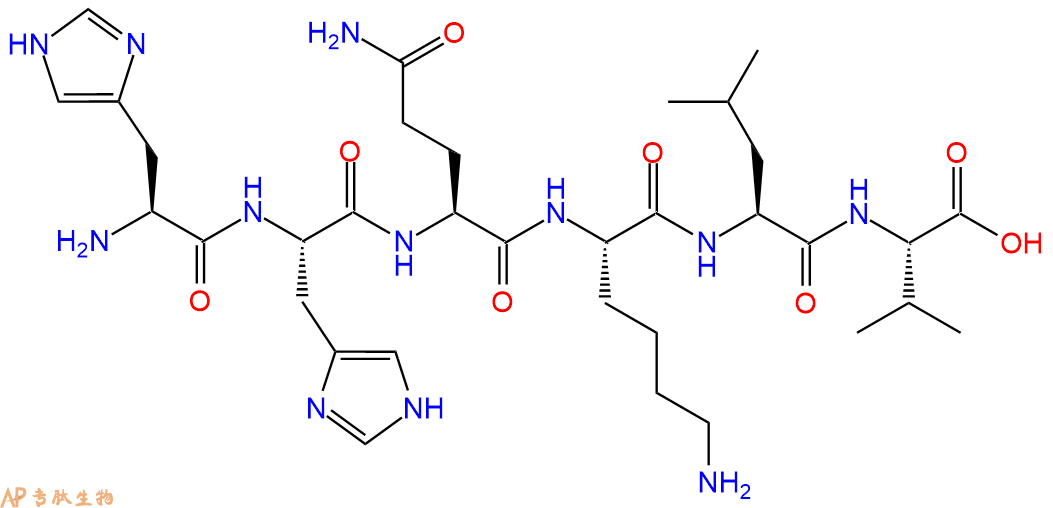 多肽HHQKLV的參數(shù)和合成路線|三字母為His-His-Gln-Lys-Leu-Val|專肽生物產(chǎn)