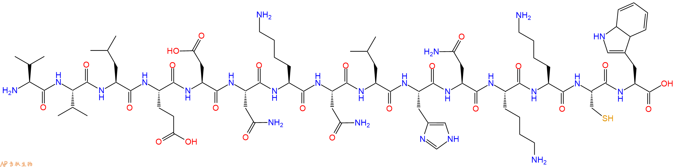 多肽VVLEDNKNLHNKKCW的參數(shù)和合成路線|三字母為Val-Val-Leu-Glu-Asp-