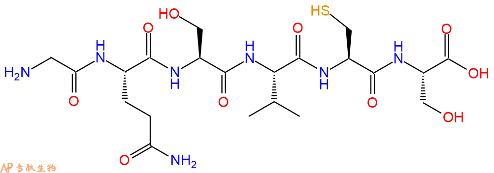 多肽GQSVCS的參數(shù)和合成路線|三字母為Gly-Gln-Ser-Val-Cys-Ser|專肽生物產(chǎn)