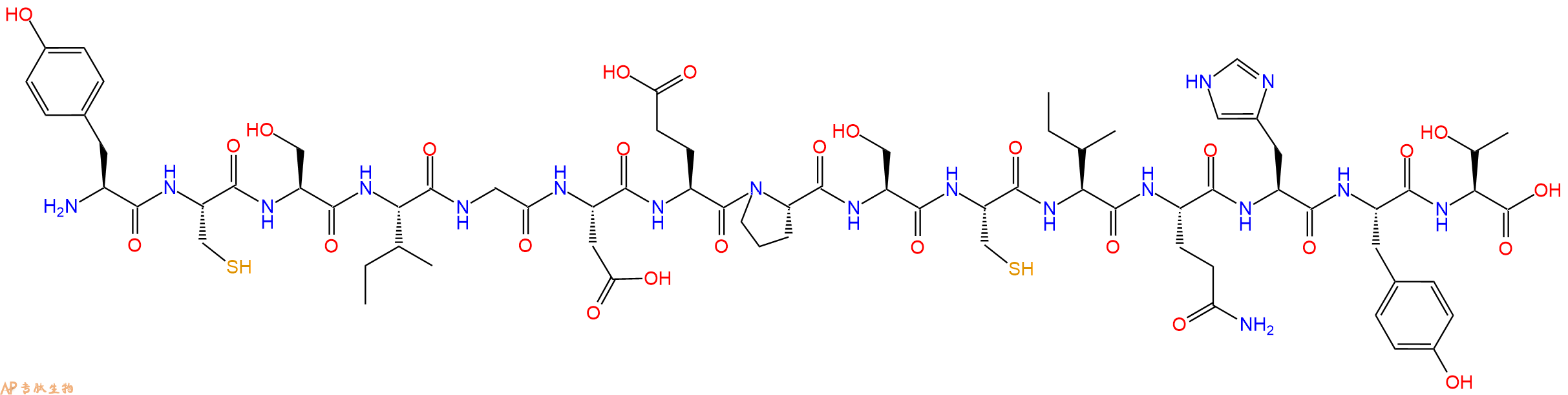 多肽YCSIGDEPSCIQHYT的參數(shù)和合成路線|三字母為Tyr-Cys-Ser-Ile-Gly-