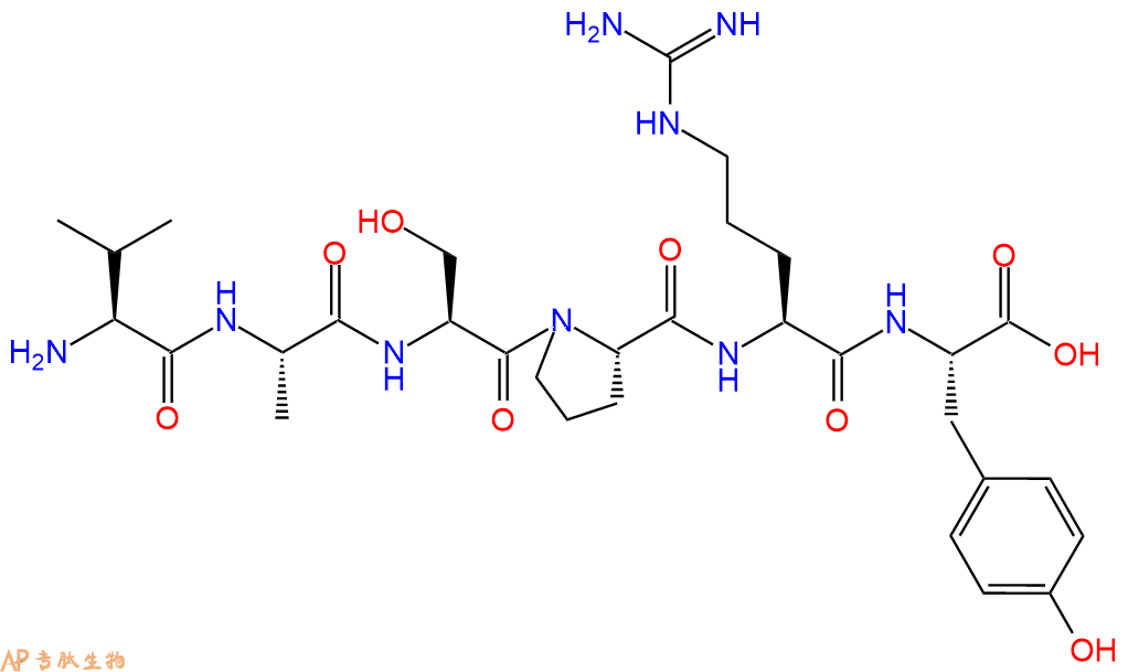 多肽VASPRY的參數(shù)和合成路線|三字母為Val-Ala-Ser-Pro-Arg-Tyr|專肽生物產(chǎn)