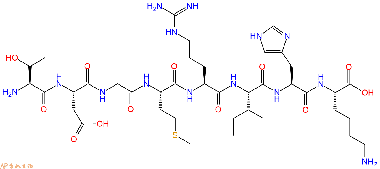 多肽TDGMRIHK的參數(shù)和合成路線|三字母為Thr-Asp-Gly-Met-Arg-Ile-His