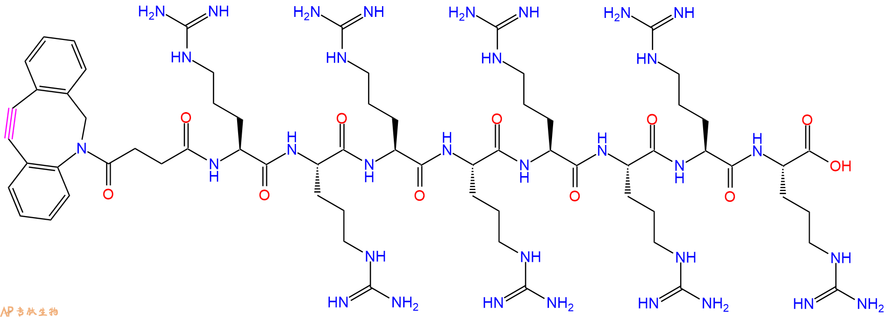 點擊化學DBCO修飾多肽的結(jié)構(gòu)圖|專肽生物多肽結(jié)構(gòu)計算器