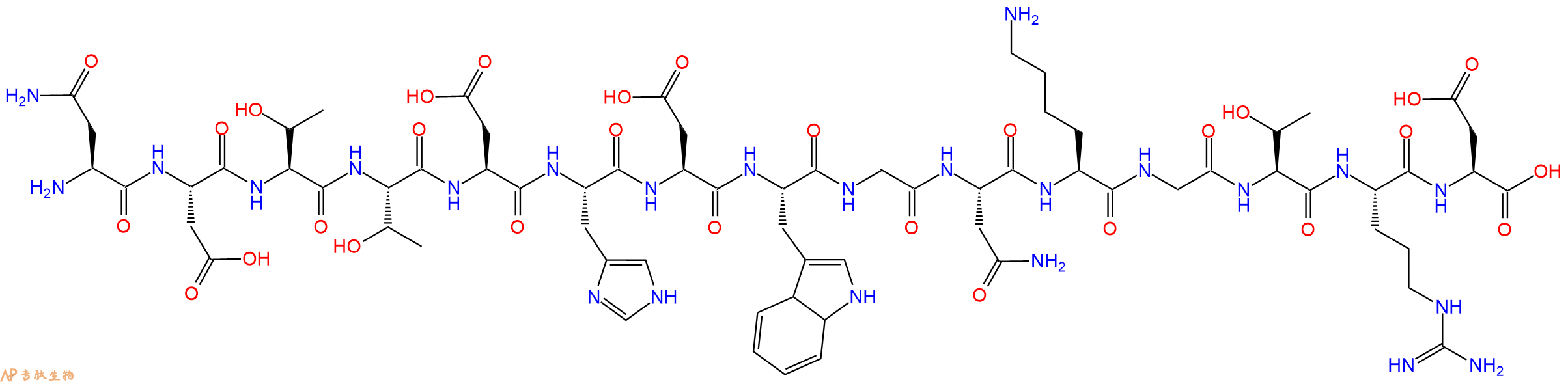 多肽NDTTDHDWGNKGTRD的參數(shù)和合成路線|三字母為Asn-Asp-Thr-Thr-Asp-