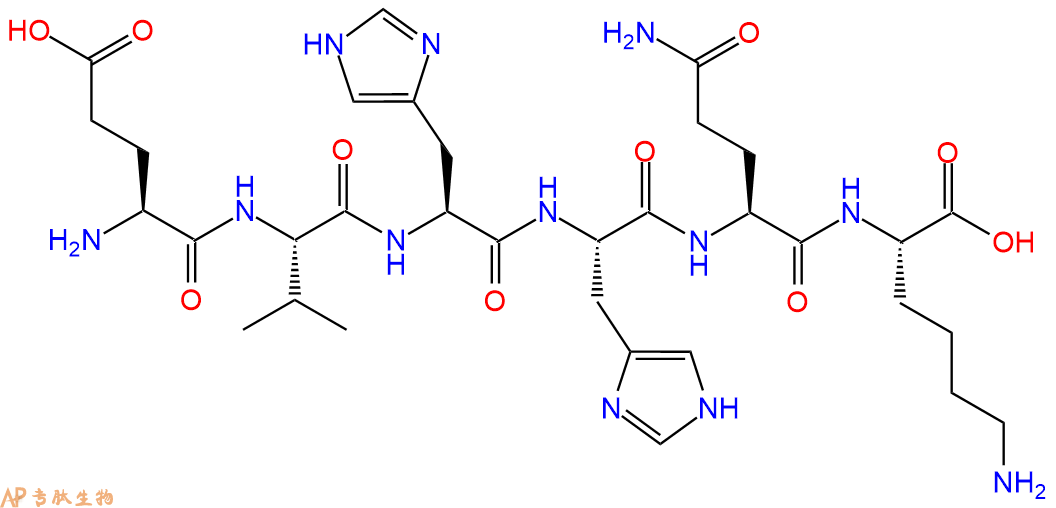 多肽EVHHQK的參數(shù)和合成路線|三字母為Glu-Val-His-His-Gln-Lys|專肽生物產(chǎn)