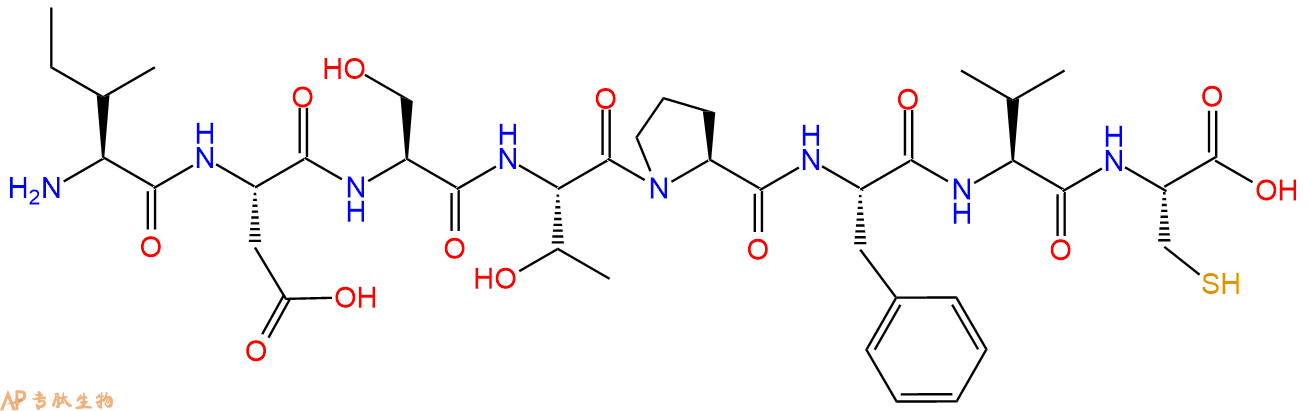 多肽IDSTPFVC的參數(shù)和合成路線|三字母為Ile-Asp-Ser-Thr-Pro-Phe-Val