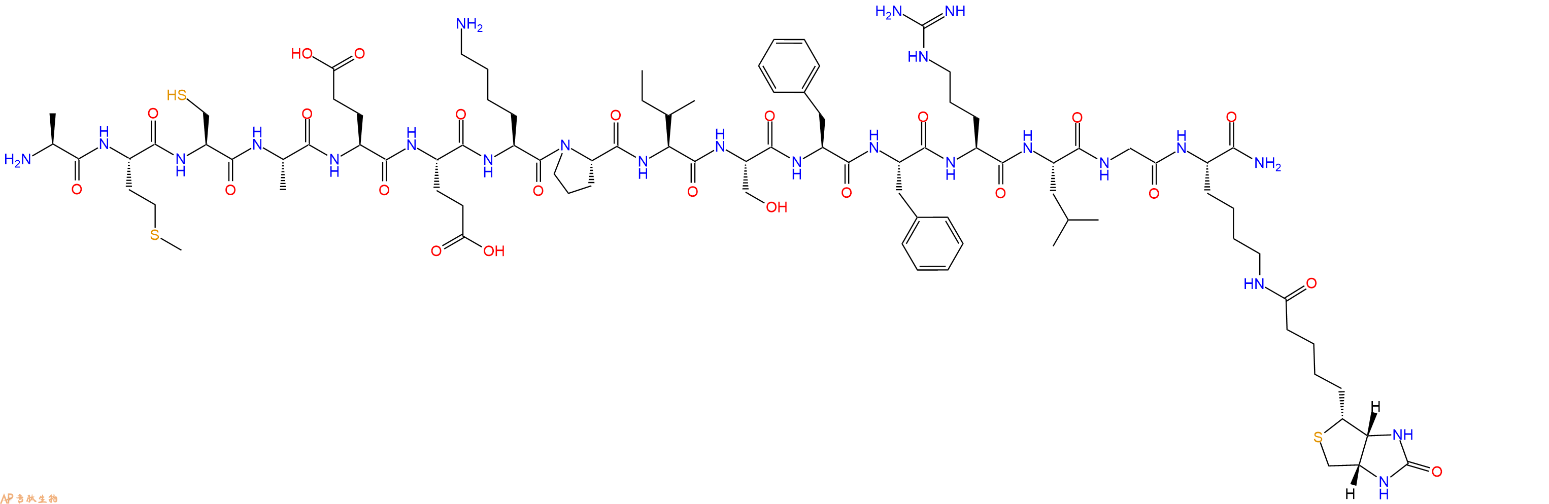 專肽生物產(chǎn)品生物素標(biāo)記肽AMCA-Glu-Glu-Lys-Pro-Ile-Ser-Phe-Phe-Arg-Le851231-19-1