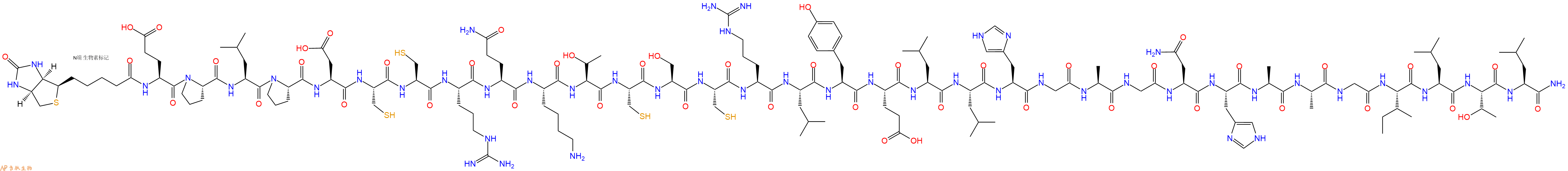 專肽生物產(chǎn)品生物素標(biāo)記肽Biotin-EPLPDCCRQKTCSCRLYELLHGAGNHAAGILTL-NH1678416-50-6