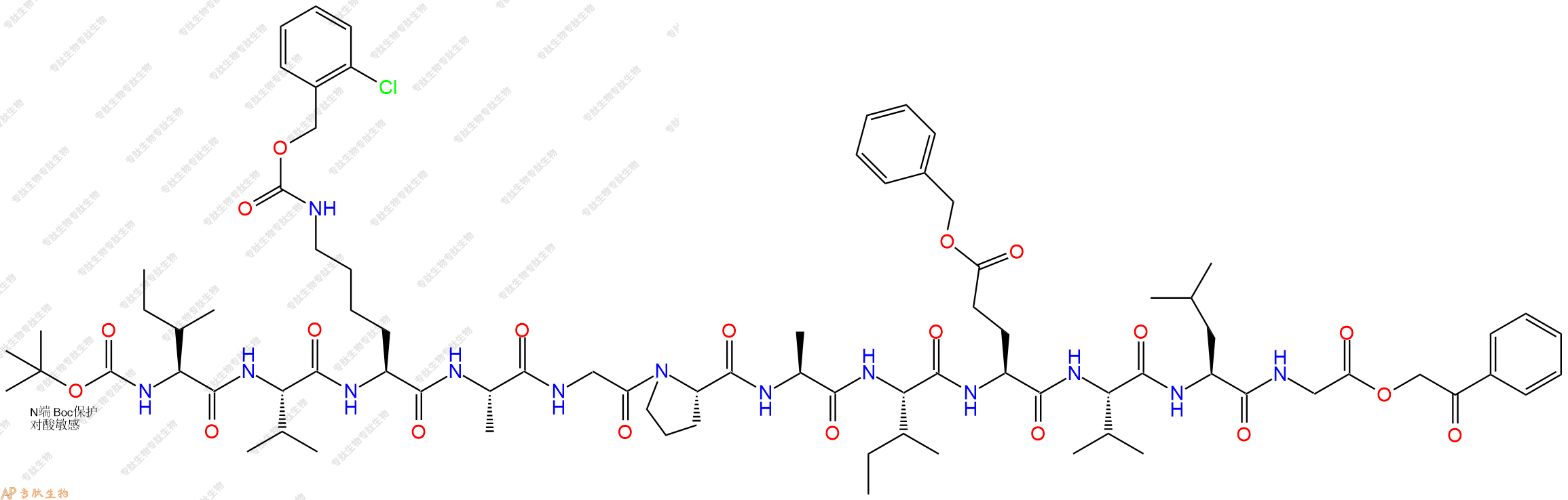 專肽生物產(chǎn)品Boc-I-Val-Lys(ClZ)-A-G-P-A-I-Glu(OBzl)-Val-L-G-OPa117107-25-2