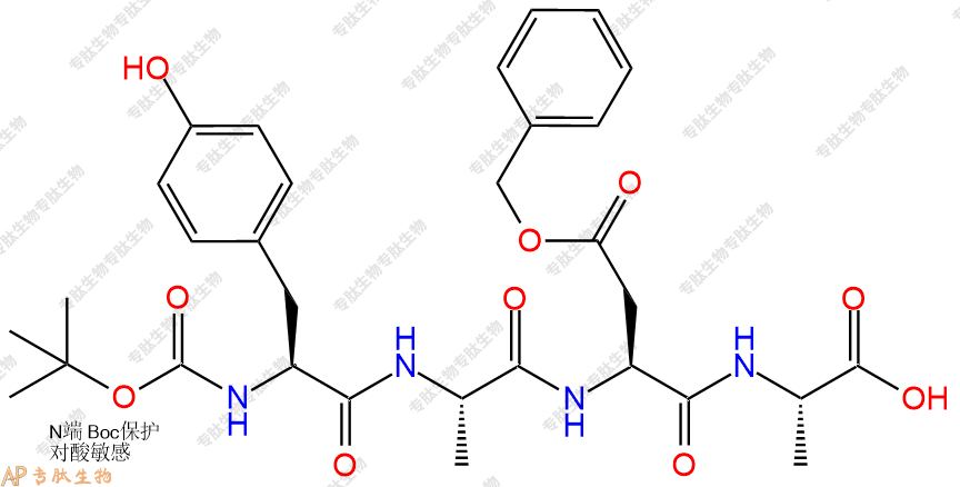 專肽生物產(chǎn)品四肽Boc-Tyr-Ala-Asp(OBzl)-Ala104880-41-3