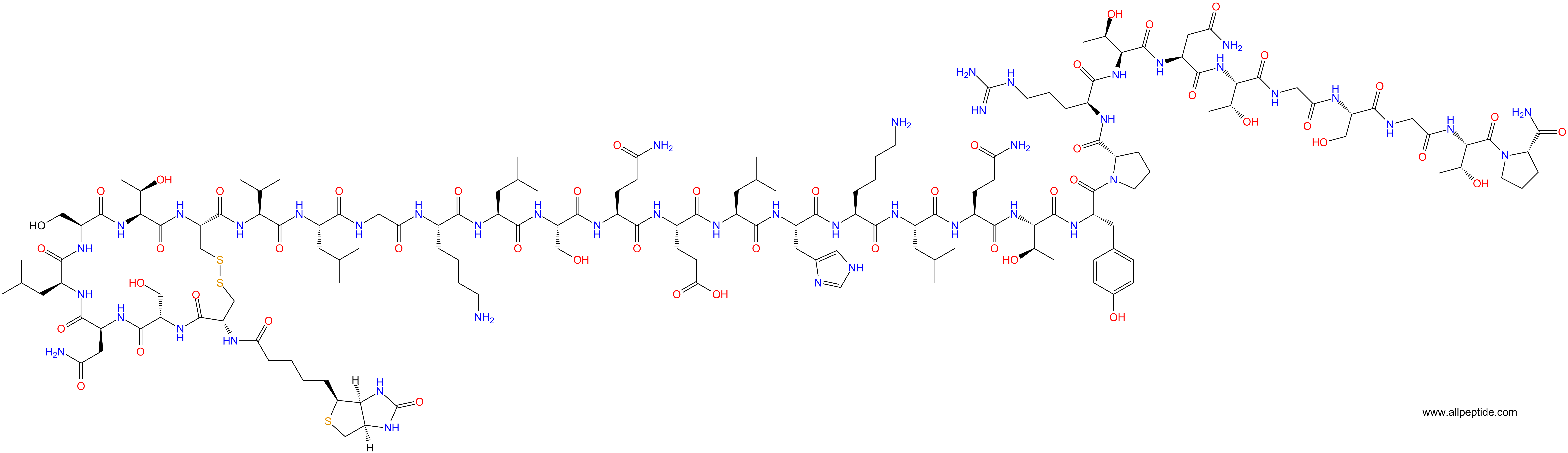 專肽生物產品生物素標記肽Biotin-CSNLSTCVLGKLSQELHKLQTYPRTNTGSGTP-NH21816258-28-2