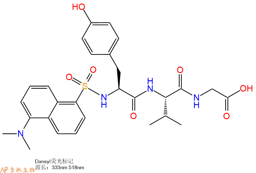 專肽生物產(chǎn)品肽基-甘氨酸單加氧酶底物：Dansyl-Tyr-Val-Gly-OH113527-49-4