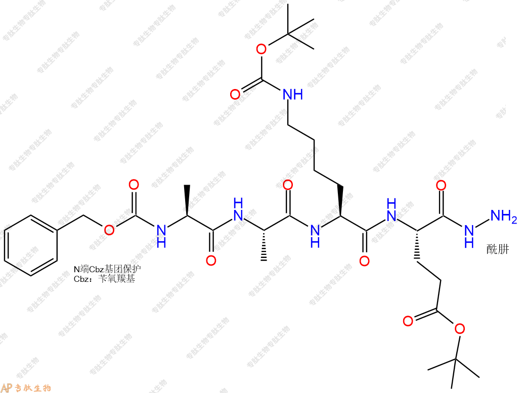 專肽生物產(chǎn)品四肽Cbz-Ala-Ala-Lys(Boc)-Glu(OtBu)-NH-NH253665-80-8