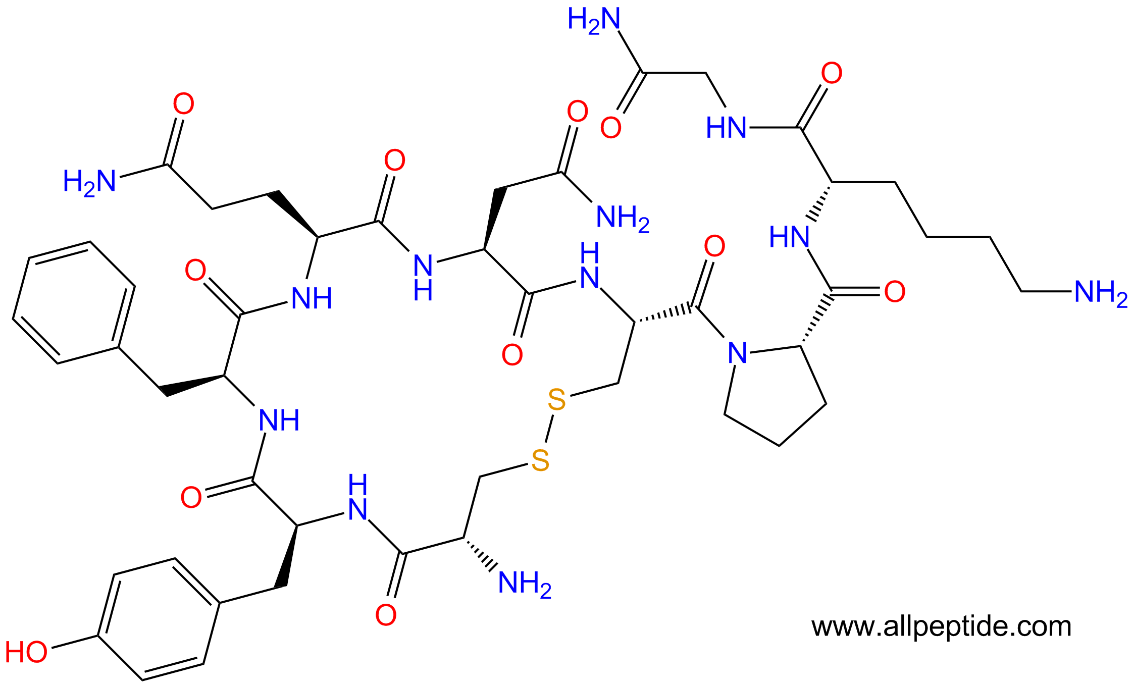 專肽生物產(chǎn)品賴氨加壓素、Lypressin、 (Lys8)-Vasopressin50-57-7