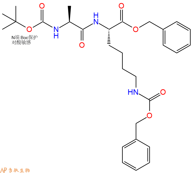 專(zhuān)肽生物產(chǎn)品二肽Boc-Ala-Lys(Cbz)-芐酯化114856-02-9