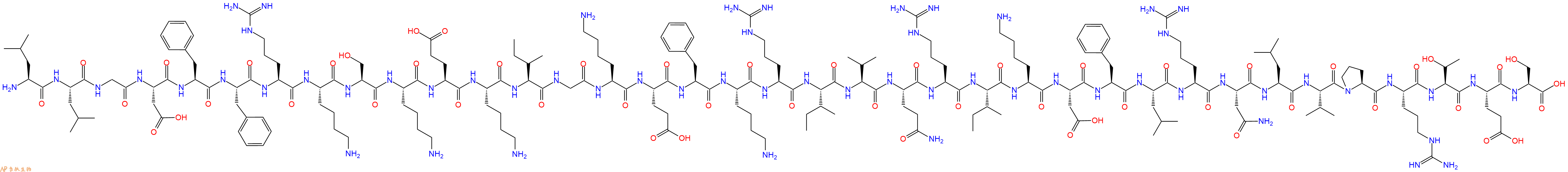 專肽生物產(chǎn)品兩親性組織蛋白酶衍生的抗菌肽：LL-37 (Cathelicidin)154947-66-7