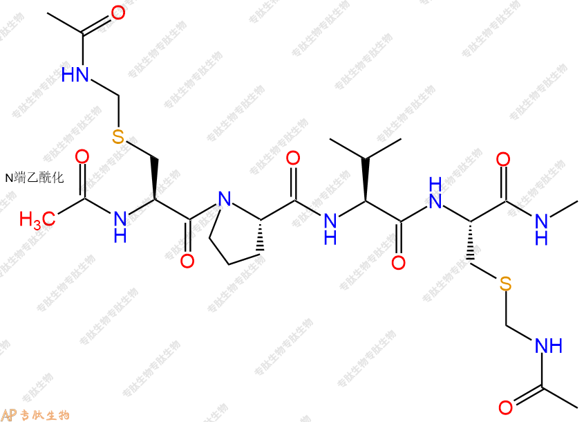 專肽生物產(chǎn)品四肽Ac-Cys(Acm)-Pro-Val-Cys(Acm)-甲氨基化141249-08-3