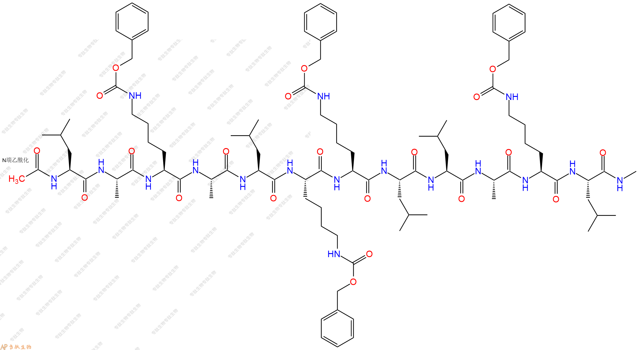 專肽生物產(chǎn)品Ac-L-A-Lys(Cbz)-A-L-Lys(Cbz)-Lys(Cbz)-L-Leu-A-Lys(114118-40-0