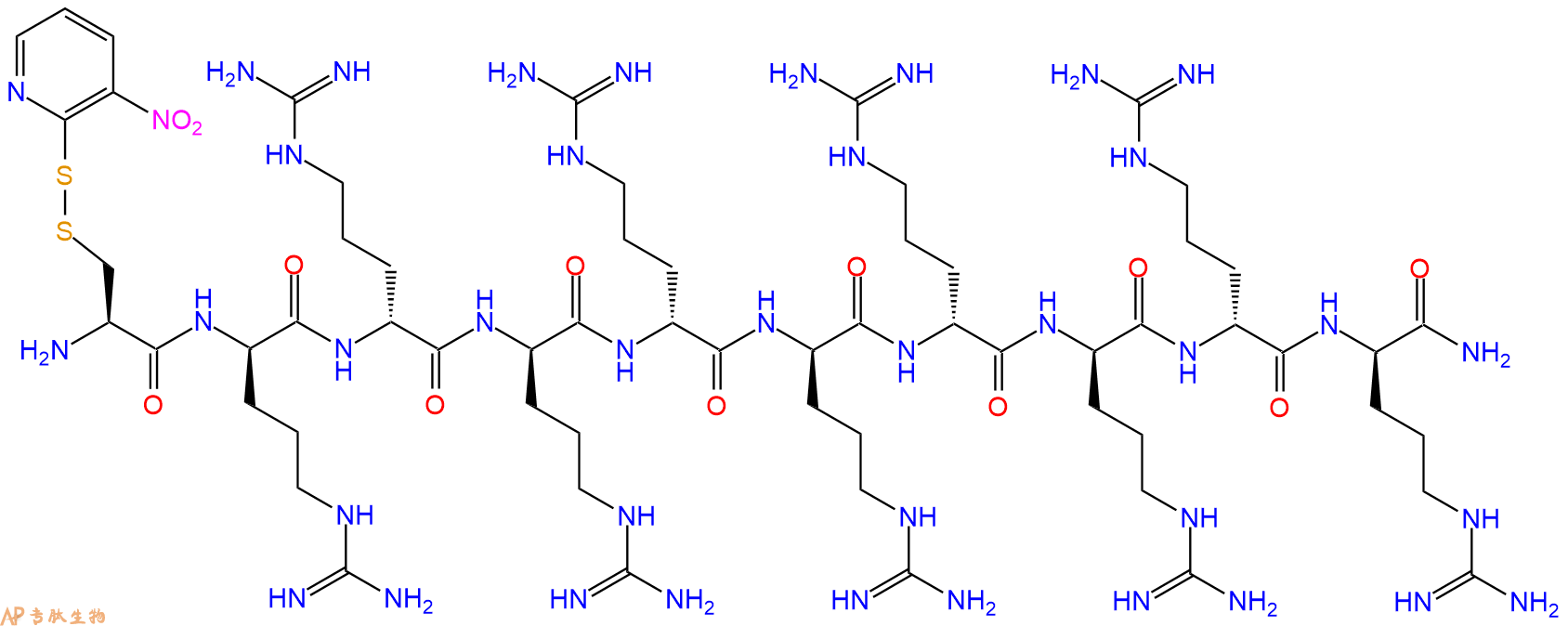 專肽生物產(chǎn)品細(xì)胞穿膜肽Cys(NPys)-(D-Arg)9-NH2、Cys(Npys) Antennapedia Peptide, amide1676104-79-2