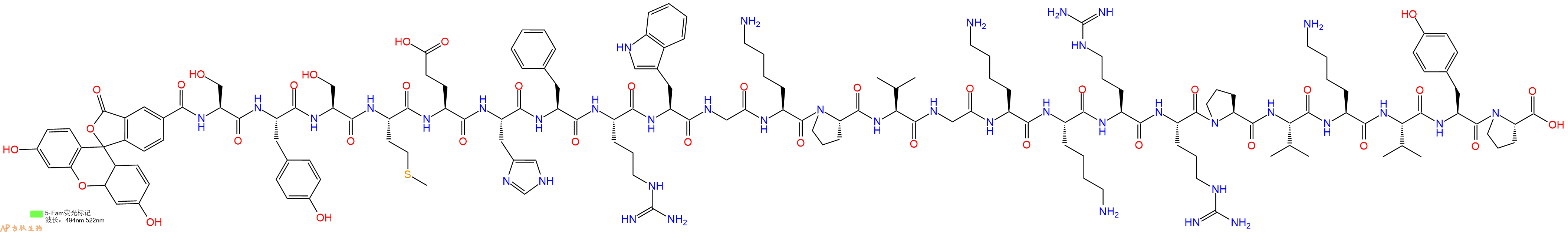 專肽生物產(chǎn)品促腎上腺皮質(zhì)激素Fam-ACTH(1-24), human