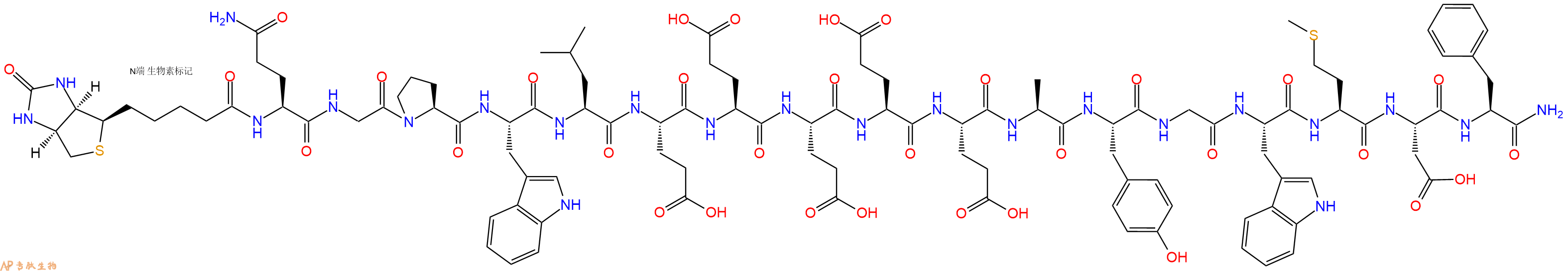 專肽生物產品生物素標記肽Biotin-QGPWLEEEEEAYGWMDF-NH21815618-03-1