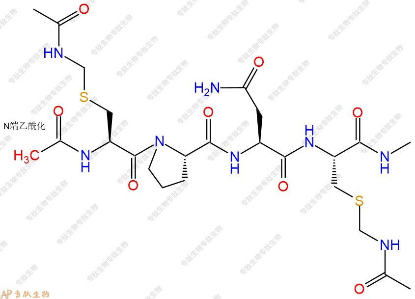 專肽生物產(chǎn)品四肽Ac-Cys(Acm)-Pro-Asn-Cys(Acm)-甲氨基化141249-07-2