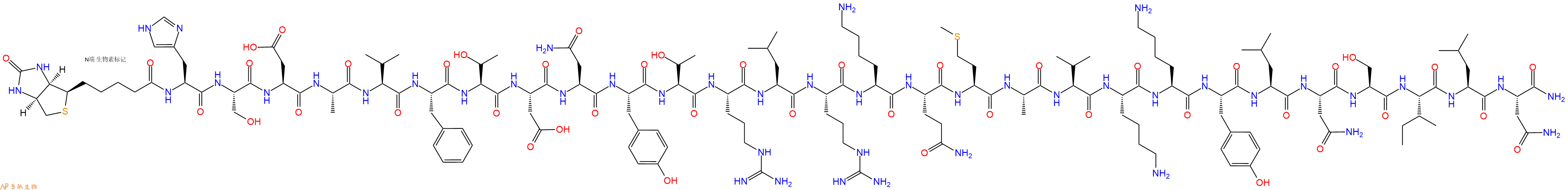 專肽生物產(chǎn)品生物素標記肽Biotin-HSDAVFTDNYTRLRKQMAVKKYLNSILN-NH21815618-13-3