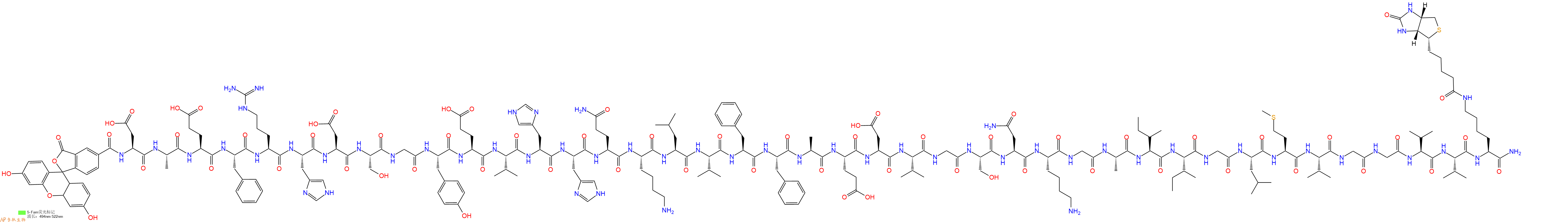 專肽生物產(chǎn)品淀粉肽5-FAM-Amyloid β-Protein (1-40)-Lys(εAhx-biotiny