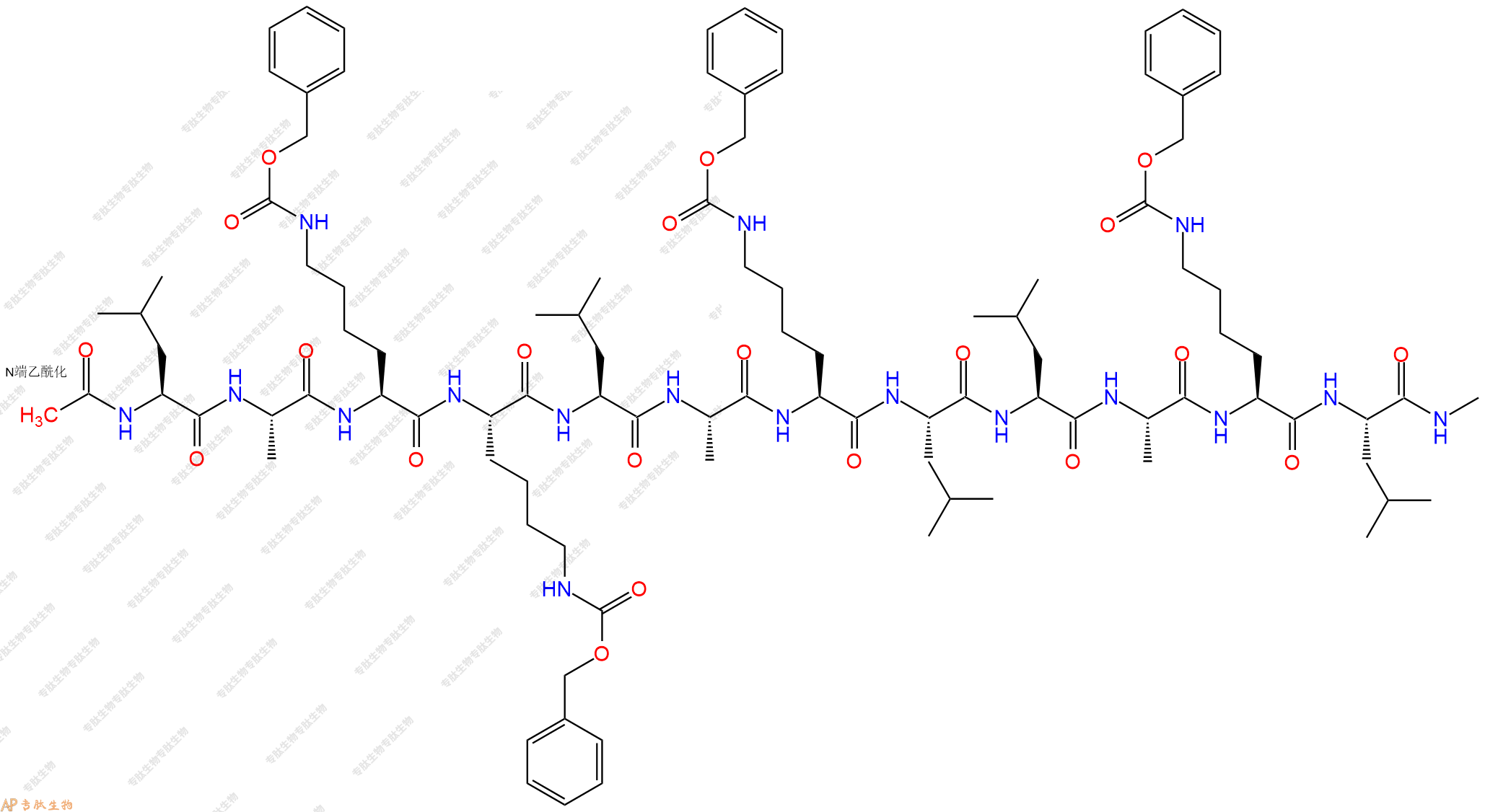 專肽生物產(chǎn)品Ac-L-A-Lys(Cbz)-Lys(Cbz)-(Leu-A-Lys(Cbz)-Leu)2-NHM114138-80-6