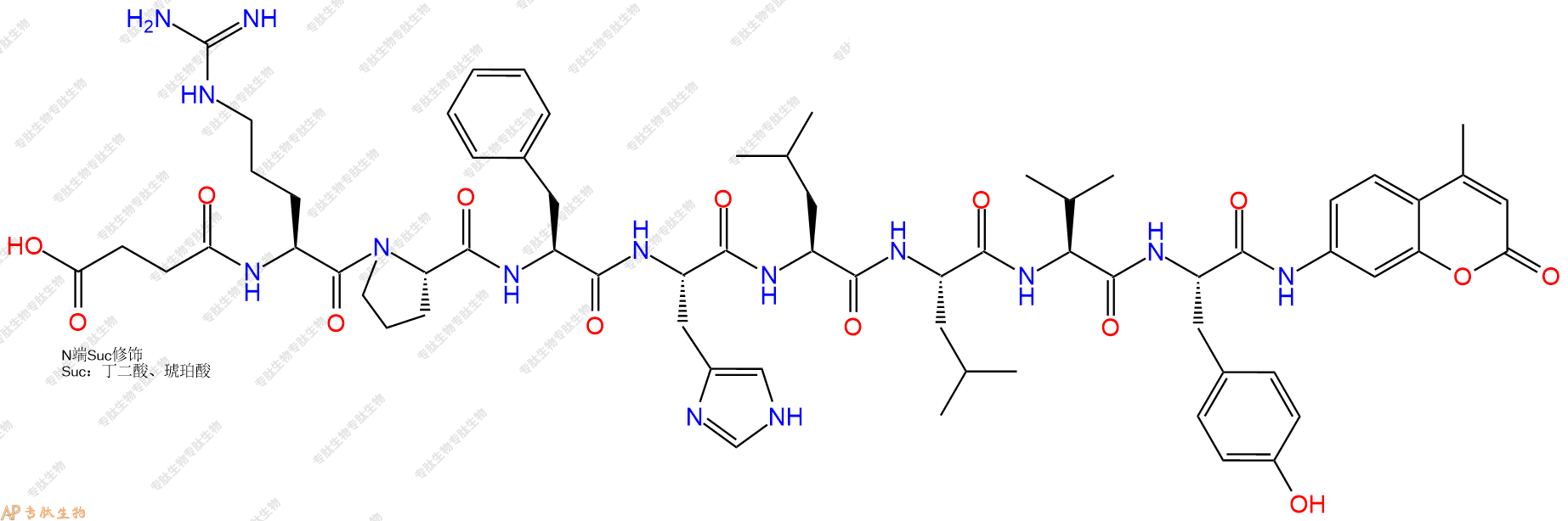 專肽生物產(chǎn)品Suc-Arg-Pro-Phe-His-Leu-Leu-Val-Tyr-AMC76524-84-0