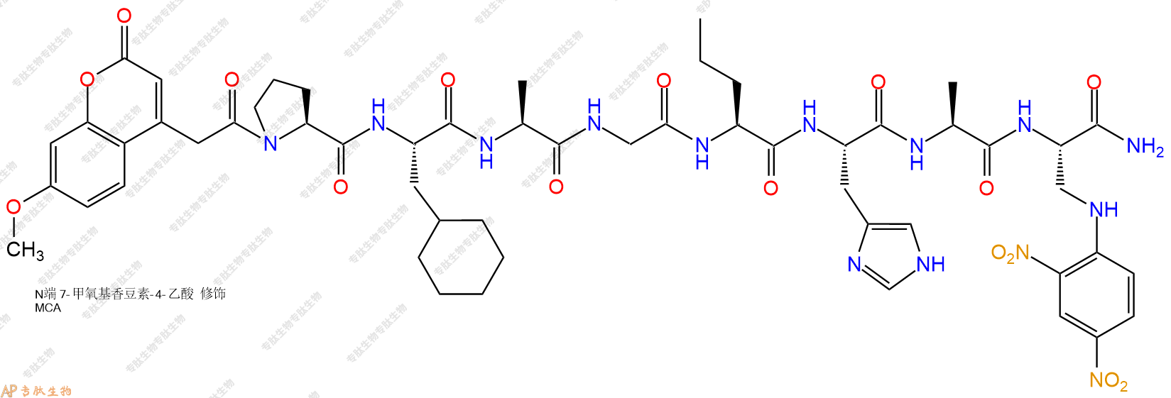 專肽生物產品八肽Mca-P-Cha-AG-Nva-HA-Dap(Dnp)-NH2256394-94-2