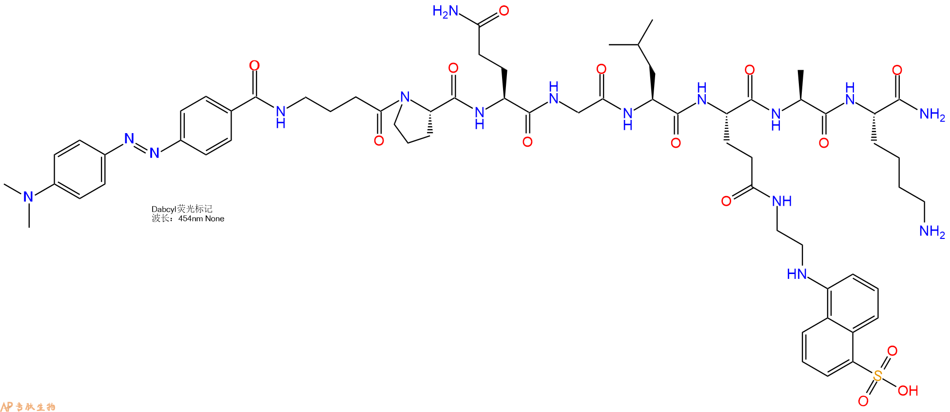 專肽生物產品八肽Dabcyl-Gaba-PQGL-E(Edans)-AK-NH2193475-71-7