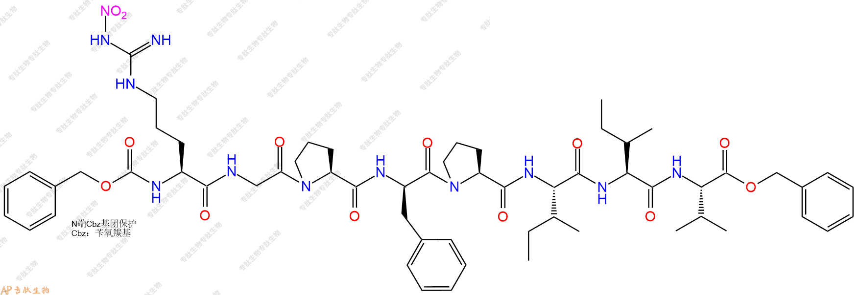 專肽生物產(chǎn)品八肽Z-R(NO2)-GP-DPhe-PIIV-OBzl156251-22-8