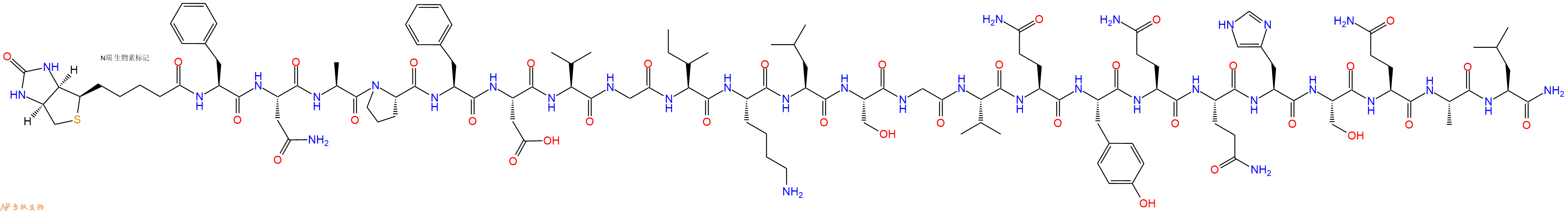 專肽生物產品生物素標記肽Biotin-FNAPFDVGIKLSGVQYQQHSQAL-NH21815618-10-0