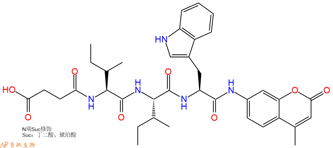 專肽生物產(chǎn)品三肽Suc-Ile-Ile-Trp-7-氨基-4-甲基香豆素133525-12-9