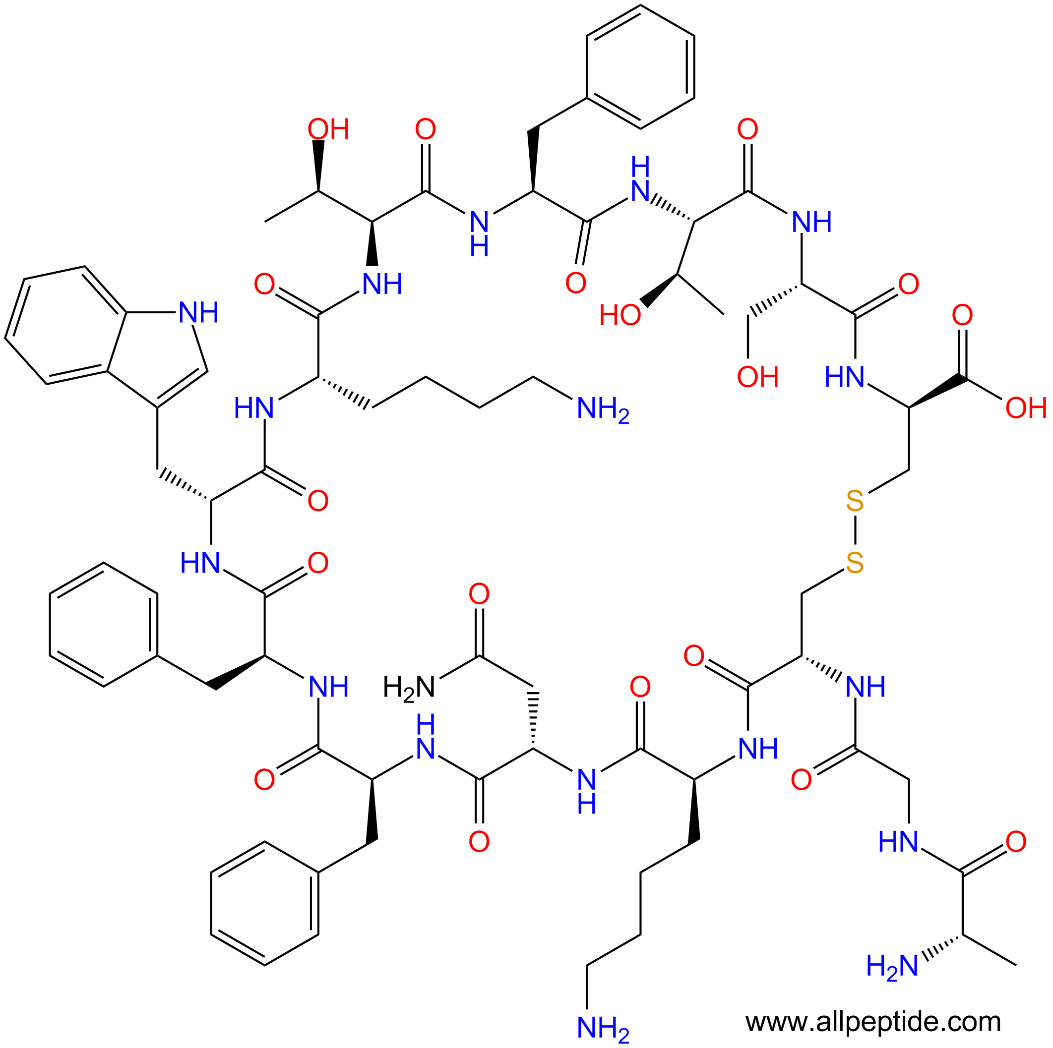 專肽生物產(chǎn)品生長激素抑制素(DTrp8, DCys14)-Somatostatin-1461950-59-2