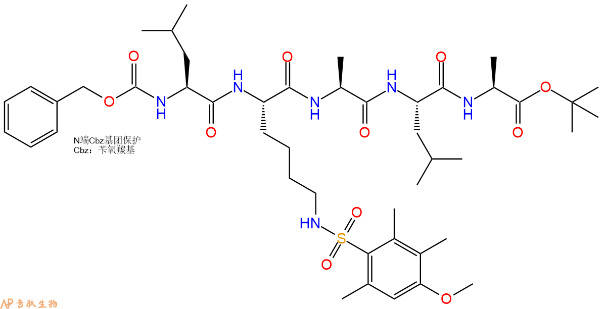 專肽生物產(chǎn)品五肽Cbz-Leu-Lys(Mtr)-Ala-Leu-Ala-OtBu92752-47-1