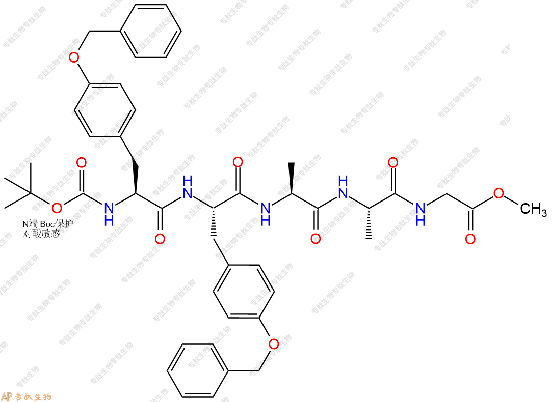 專肽生物產(chǎn)品五肽Boc-Tyr(Bzl)-Tyr(Bzl)-Ala-Ala-Gly-甲酯化62571-07-7