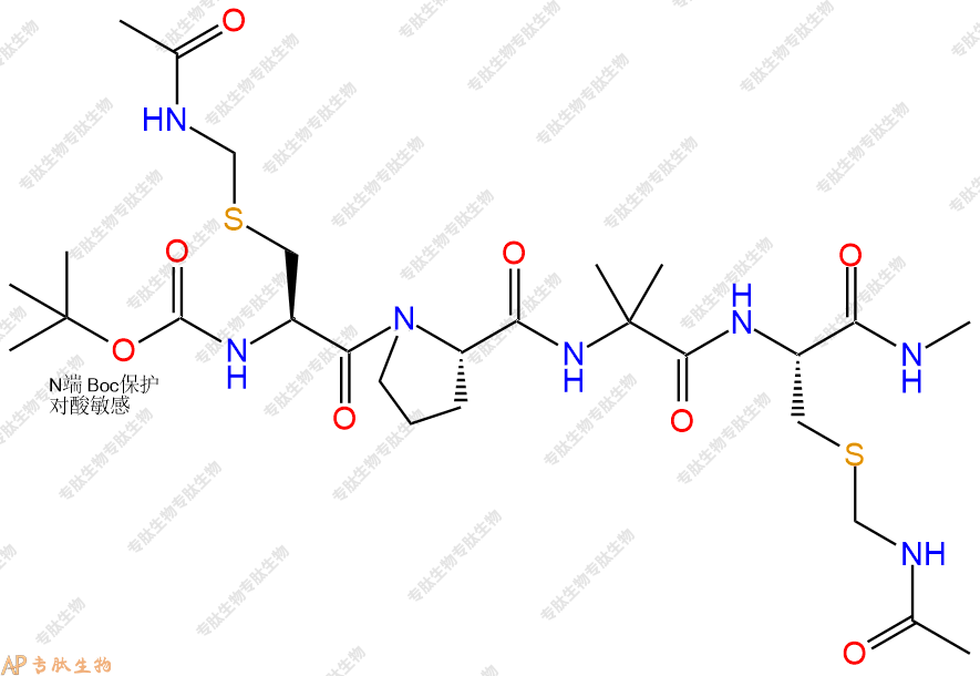 專肽生物產(chǎn)品四肽Boc-Cys(Acm)-Pro-Aib-Cys(Acm)-甲氨基化141271-87-6