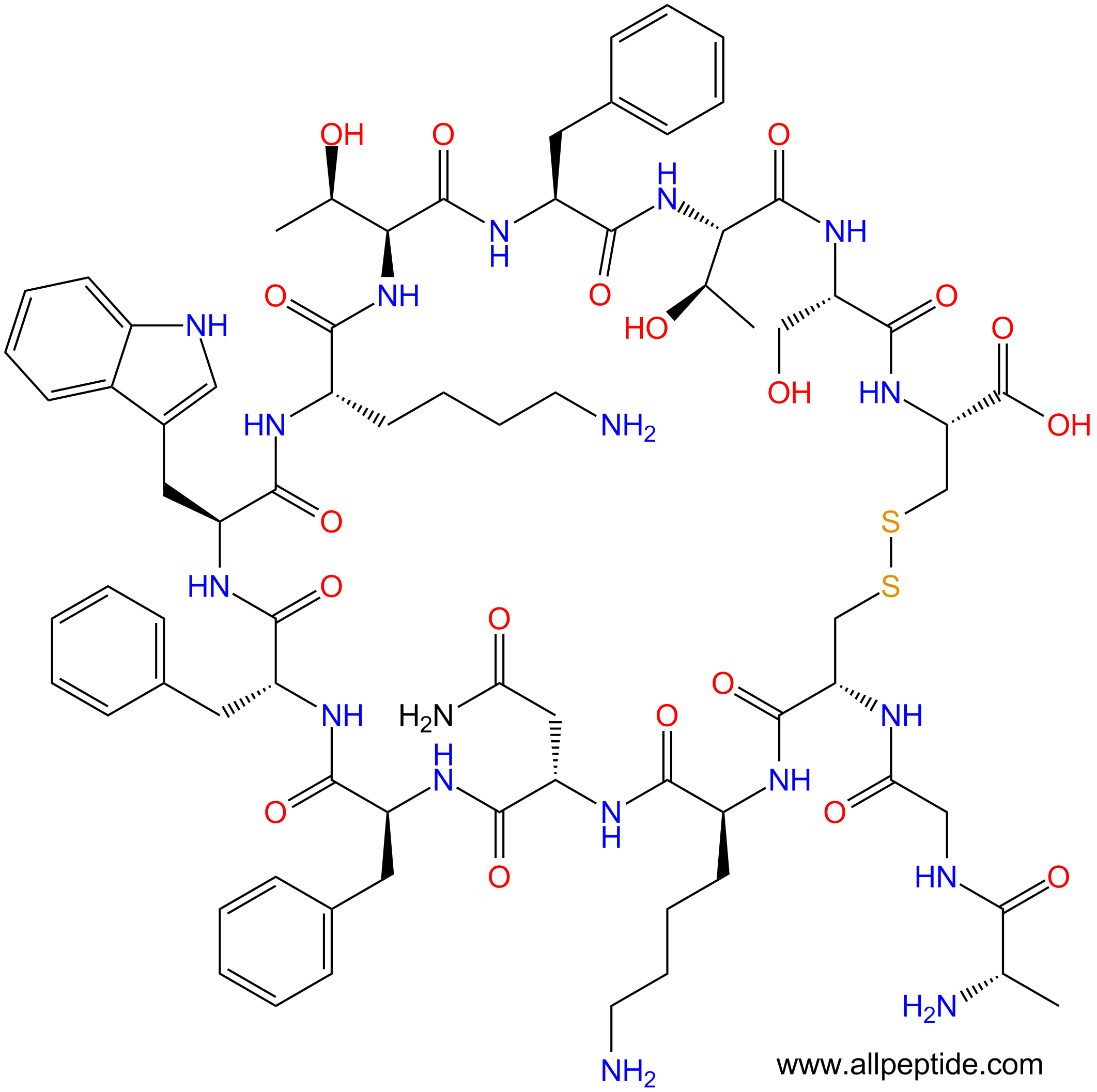 專肽生物產(chǎn)品生長激素抑制素(DPhe7)-Somatostatin-1464813-74-7