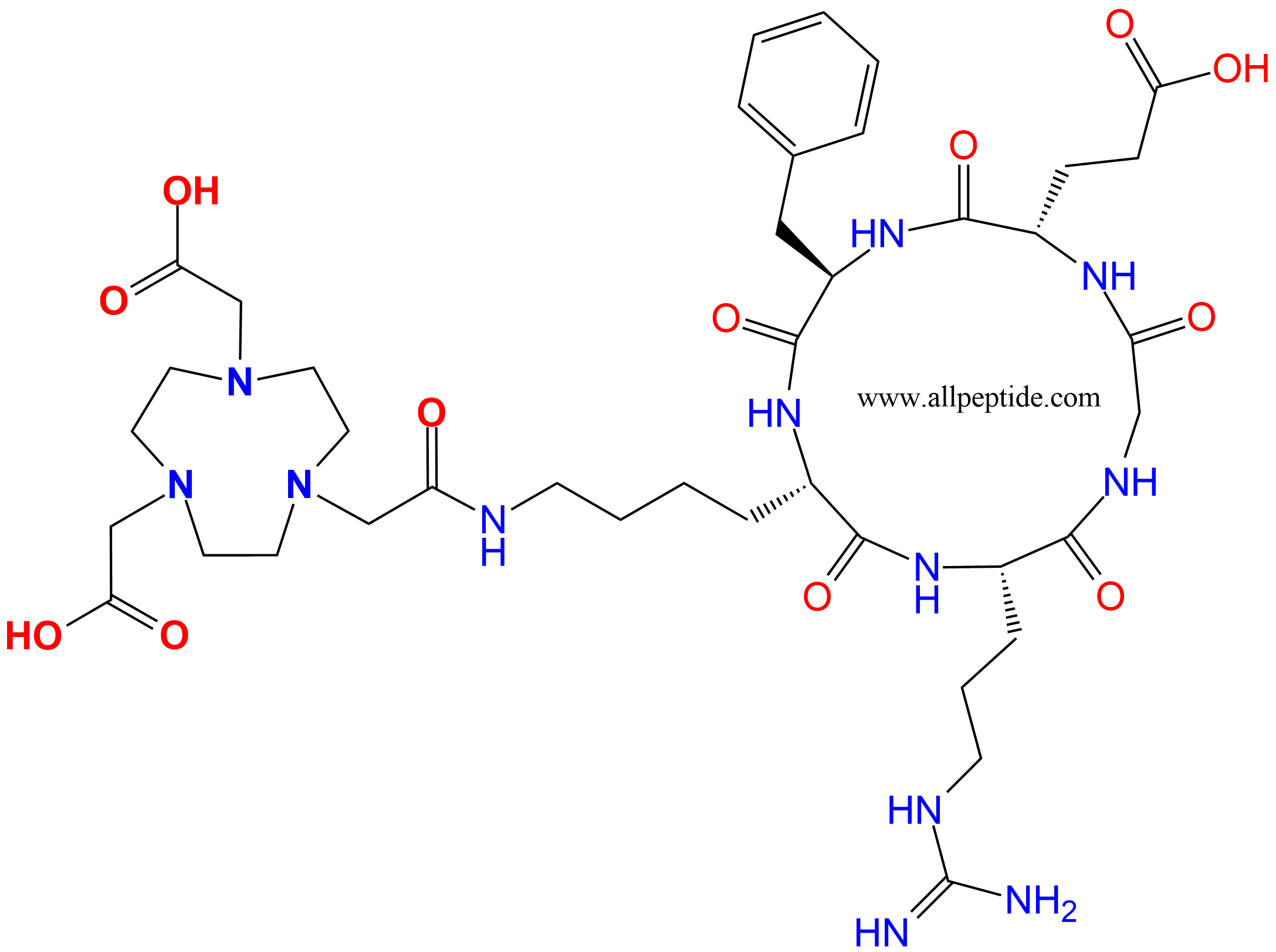 專肽生物產(chǎn)品c(RGD)環(huán)肽：NOTA-c(RGDfK)