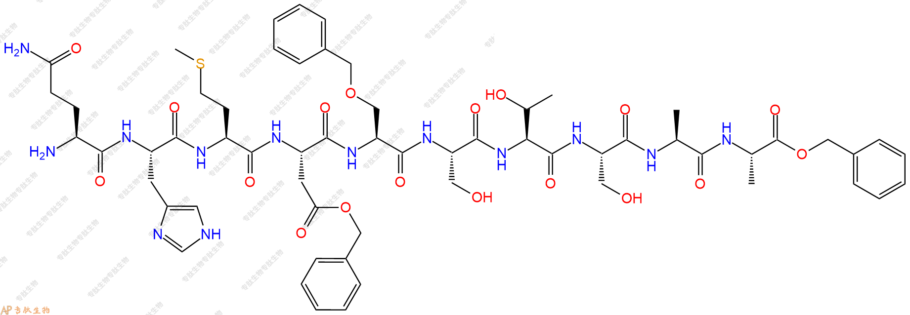 專肽生物產(chǎn)品Gln-H-M-Asp(OBzl)-Ser(Bzl)-S-T-S-A-Ala-芐酯化TFA111334-60-2