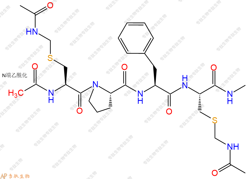 專肽生物產(chǎn)品四肽Ac-Cys(Acm)-Pro-Phe-Cys(Acm)-甲氨基化141249-06-1