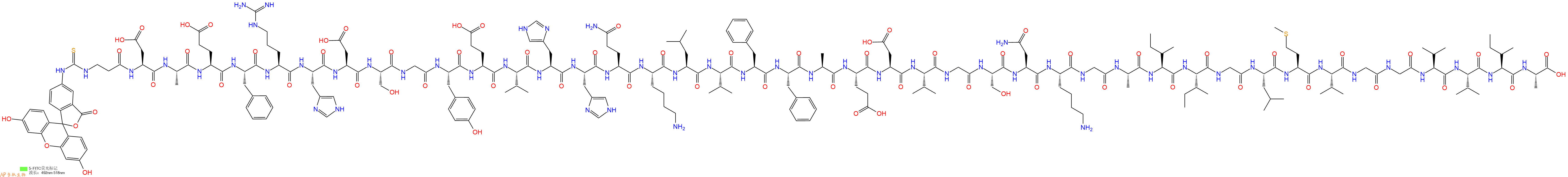 專肽生物產(chǎn)品淀粉肽FITC-β-Ala-Amyloid β-Protein (1-42)1802087-77-9