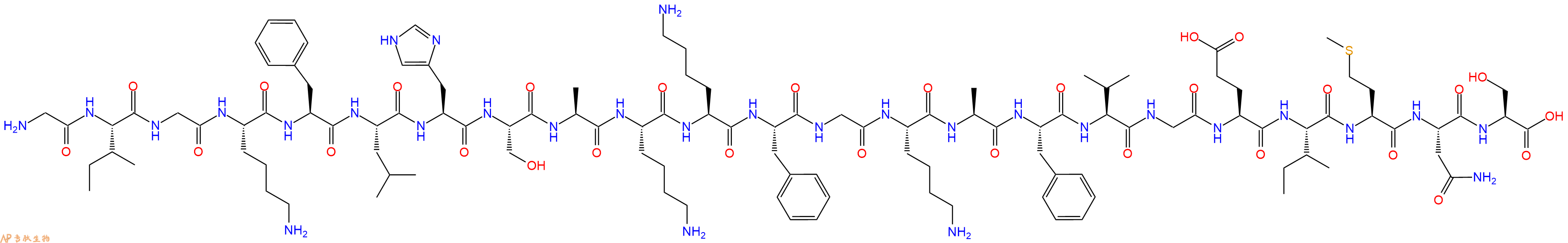 專肽生物產(chǎn)品蛙皮素 2、Magainin2108433-95-0